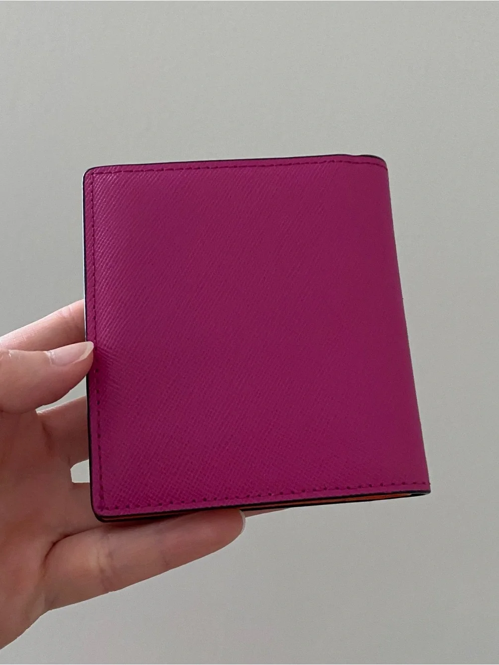 MCM Hot Pink Scratch-resistant Saffiano Leather Bi-fold Compact Wallet